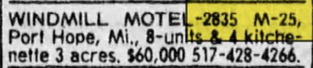 Windmill Motel (Siemen Motel) - Aug 1976 For Sale